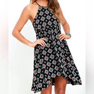 Lulus Kind Words Black Print Swing‎ Sleeveless Dress